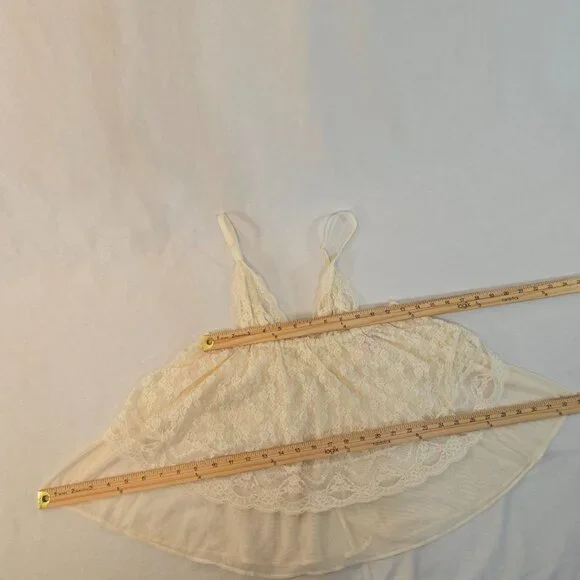 VICTORIA'S SECRET Y2K Fairy Lacy Sheer Ivory Babydoll Top Size M Never Worn! - Picture 12 of 16